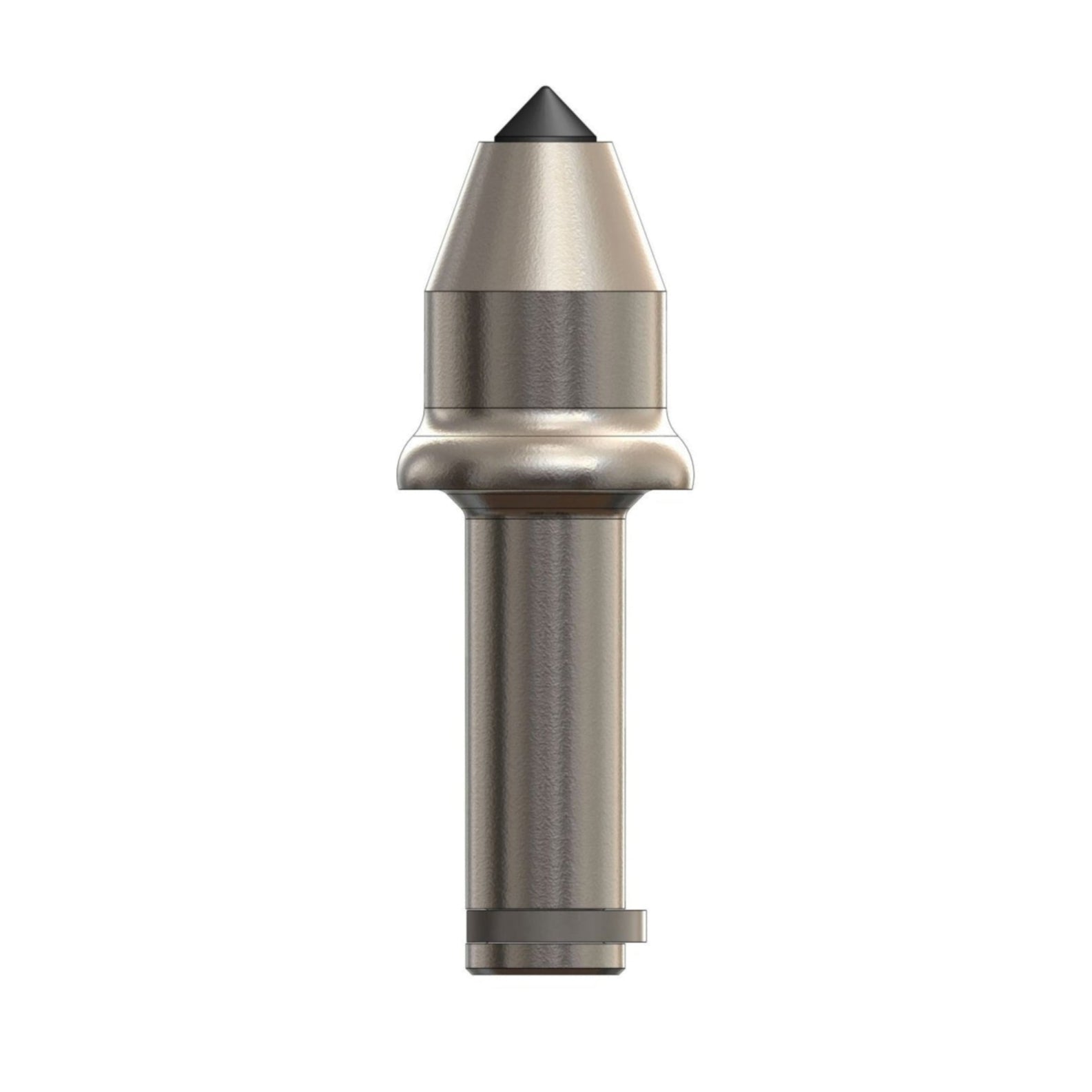 Rotating conical pick with external clip retainer
