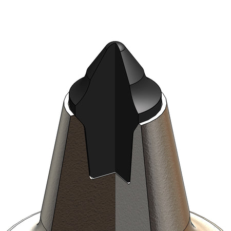 tungsten carbide tip with shape that is a hybrid between plug and cap