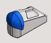 3D model of a cylindrical container with a blue top on a gray background